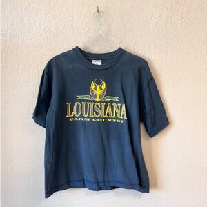 Vintage 90's Louisiana Cajun Country single stitch cropped state tee size L